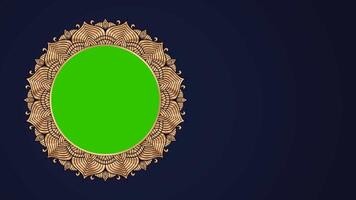 Ramadan, Eid, Muslim, Arabic Islamic east style Mandala Frame Green Screen Animation. Mandala Alpha Channel element. Abstract golden mandala Frame 4k video footage. Mandala Green Screen Alpha Channel.