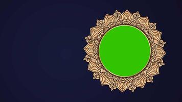 Ramadan, eid, musulmano, Arabo islamico est stile mandala telaio verde schermo animazione. mandala alfa canale elemento. astratto d'oro mandala telaio 4k video filmato. mandala verde schermo alfa canale.