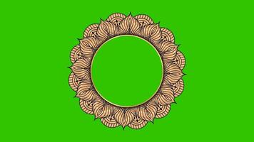 Ramadan, eid, Muslim, Arabisch islamisch Osten Stil Mandala Rahmen Grün Bildschirm Animation. Mandala Alpha Kanal Element. abstrakt golden Mandala Rahmen 4k Video Filmaufnahme. Mandala Grün Bildschirm Alpha Kanal.