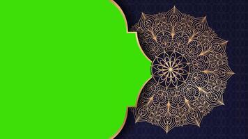 ramadan, eid, Arabisch Islamitisch oosten- stijl mandala animatie groen scherm achtergrond. mandala groen scherm achtergrond element. gouden mandala alpha kanaal 4k video filmmateriaal, mandala animatie achtergrond.