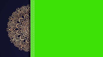 Ramadan,Eid, Arabic Islamic east style Mandala Animation Green Screen Background. Mandala Green Screen background element. Golden Mandala Alpha Channe 4k video footage, Mandala animation background.