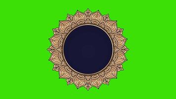 Ramadan, aïd, musulman, arabe islamique est style mandala Cadre vert écran animation. mandala alpha canal élément. abstrait d'or mandala Cadre 4k vidéo images. mandala vert écran alpha canaliser. video