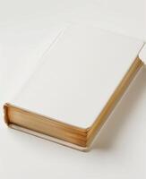 AI generated Blank white book mockup. The cover of a book is white on a white background empty book. Generated by artificial intelligence. photo