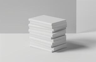 AI generated Blank white book mockup. The cover of a book is white on a white background empty book. Generated by artificial intelligence. photo