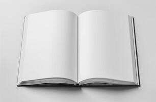 AI generated Blank white book mockup. The cover of a book is white on a white background empty book. Generated by artificial intelligence. photo