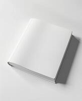 AI generated Blank white book mockup. The cover of a book is white on a white background empty book. Generated by artificial intelligence. photo