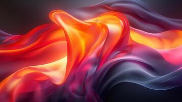 AI generated Abstract background, vivid tones of orange, black, on a backdrop of swirling pastels, silky and smooth surface. Background, texture. Generated by artificial intelligence. photo