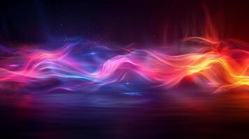 AI generated Luminous lines of light in the background. Abstract background. Background, texture. Generated by artificial intelligence. photo