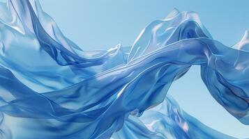 AI generated A blue piece of cloth against a blue background. Flowing forms. Soft and airy compositions. Abstract background, texture. Generated by artificial intelligence. photo