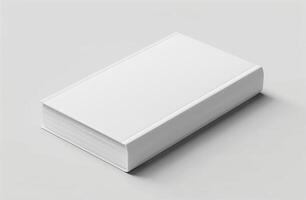 AI generated Blank white book mockup. The cover of a book is white on a white background empty book. Generated by artificial intelligence. photo