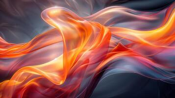 AI generated Abstract background, vivid tones of orange, black, on a backdrop of swirling pastels, silky and smooth surface. Background, texture. Generated by artificial intelligence. photo