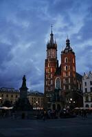 Main square of Krakow at night photo