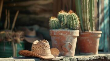 ai generado brillante azul cactus plantas en contra un rosado antecedentes. generado por artificial inteligencia. foto