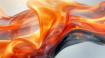 AI generated Abstract background, vivid tones of orange, black, on a backdrop of swirling pastels, silky and smooth surface. Background, texture. Generated by artificial intelligence. photo