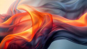 AI generated Abstract background, vivid tones of orange, black, on a backdrop of swirling pastels, silky and smooth surface. Background, texture. Generated by artificial intelligence. photo