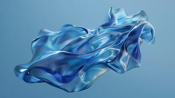 AI generated A blue piece of cloth against a blue background. Flowing forms. Soft and airy compositions. Abstract background, texture. Generated by artificial intelligence. photo