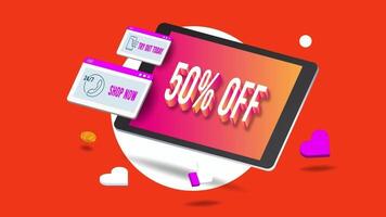 Online Shopping Banner concept for website, mobile application, web banner. 2D isometric Animation video