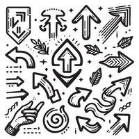 A Collection of Scribble Arrow Strokes in Varied Sizes and Directions vector