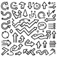 A Collection of Scribble Arrow Strokes in Varied Sizes and Directions vector