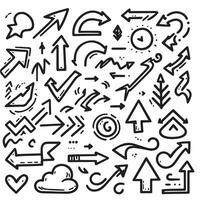 A Collection of Scribble Arrow Strokes in Varied Sizes and Directions vector