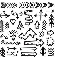A Collection of Scribble Arrow Strokes in Varied Sizes and Directions vector