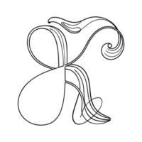 K alphabet line art vector illustration.