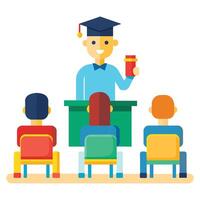 Teach in class room flat vector illustration