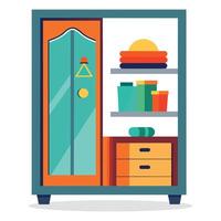 Wardrobe flat vector illustration on white background