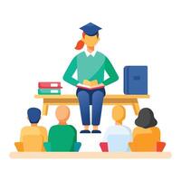 Teacher take a class flat vector illustration