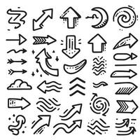 A Collection of Scribble Arrow Strokes in Varied Sizes and Directions vector