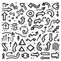 A Collection of Scribble Arrow Strokes in Varied Sizes and Directions vector