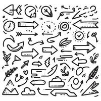 A Collection of Scribble Arrow Strokes in Varied Sizes and Directions vector