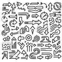 A Collection of Scribble Arrow Strokes in Varied Sizes and Directions vector