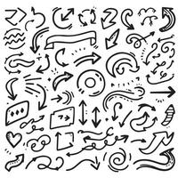 A Collection of Scribble Arrow Strokes in Varied Sizes and Directions vector