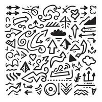 A Collection of Scribble Arrow Strokes in Varied Sizes and Directions vector