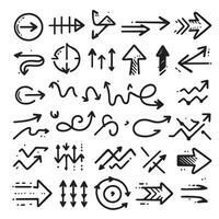 A Collection of Scribble Arrow Strokes in Varied Sizes and Directions vector