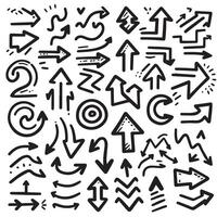 A Collection of Scribble Arrow Strokes in Varied Sizes and Directions vector