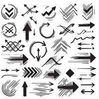 A Collection of Scribble Arrow Strokes in Varied Sizes and Directions vector