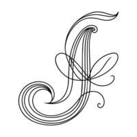 J alphabet line art vector illustration