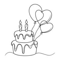 Happy Bithday line art vector illustration