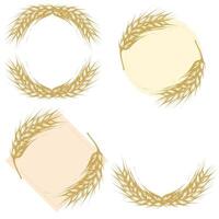 Wreath frame with wheat, barley or rye ears sketch drawing vector illustration isolated on white background. Hand drawn Outline border with place for text. copy space