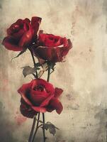 AI generated Vintage elegance red roses. Generative AI. photo