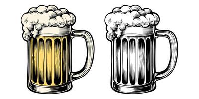 Glass of beer isolated on white background, hand drawn ink sketch. Vector vintage engraved illustration.