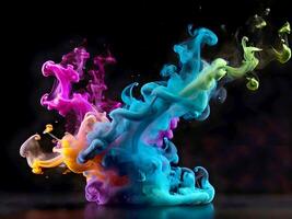 AI generated Transparent colorful smoke isolated background. photo