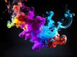 AI generated Transparent colorful smoke isolated background. photo