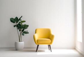 AI generated Modern home Interior design with white sofa photo