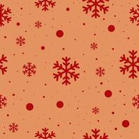 Seamless pattern with snowflakes in trendy color of the year 2024 Apricot Crush. New year and Christmas design. vector