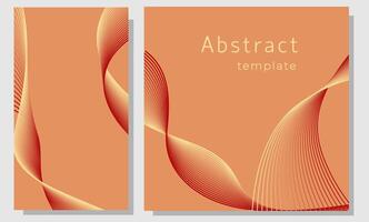 Set abstract background in trendy color 2024 Apricot Crush. Wavy lines. vector