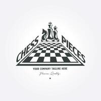 vector illustration of vintage chessboard template elements. chess king, chess queen, chess knight logo icon