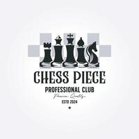 creative chess piece logo template design. vintage vector illustration castle bishop knight king queen